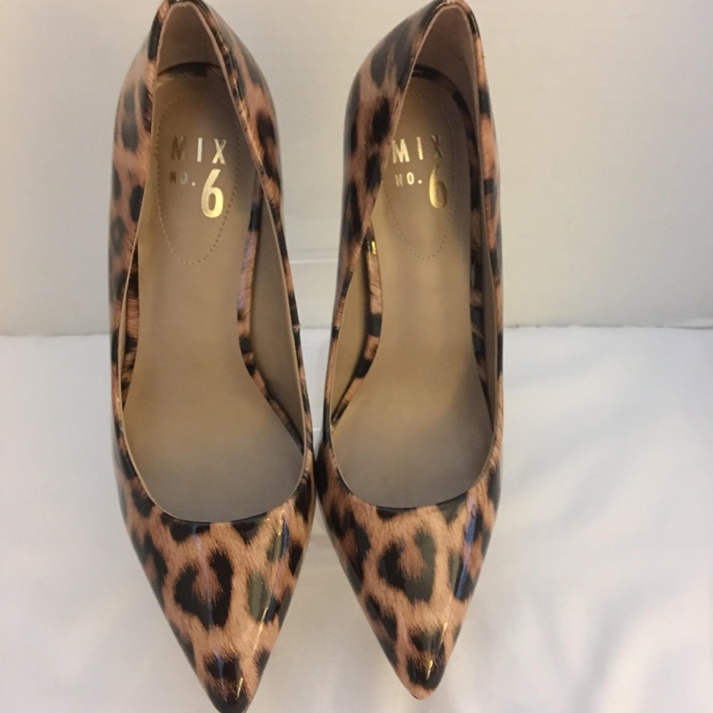 Mix 6 Animal Print Brown Patent Leather Heels Sz9